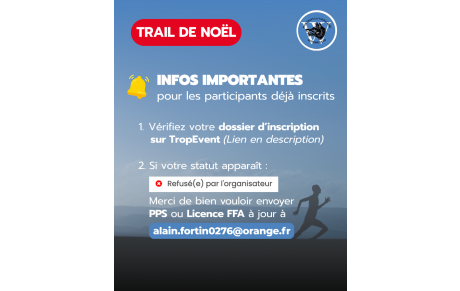 Infos importantes - Participants Trail de Noël